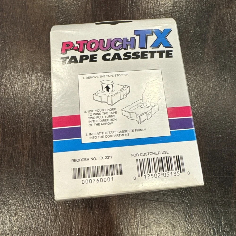 Brother P-Touch Tape Cassette TX-2311 Black on White 1/2